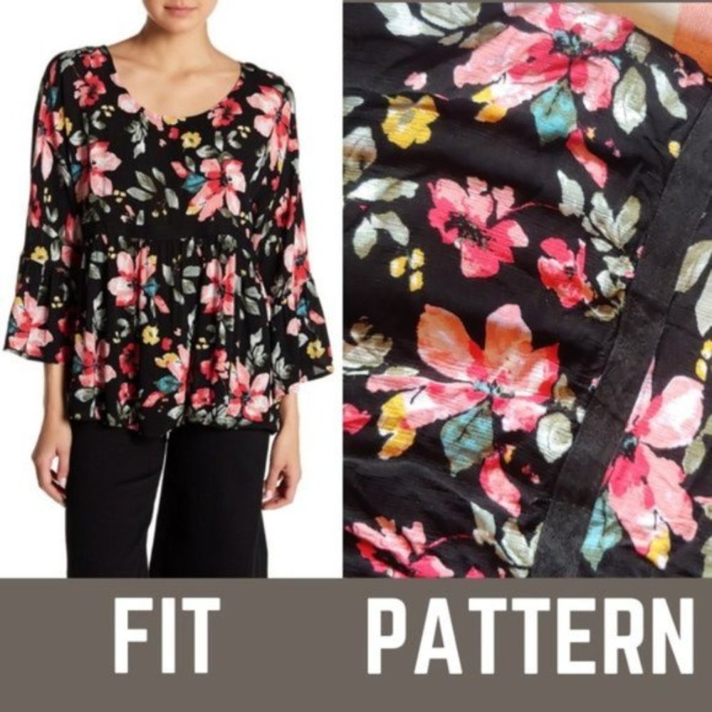 UNIONBAY Alberta Floral Bell Sleeve Blouse